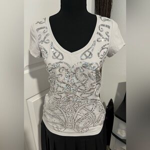 WHBM Sequin VNeck Tshirt size Xs